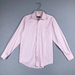 Blue Arturo Calle Dress Shirt Men Size 39 Button Down 100% Cotton Pink